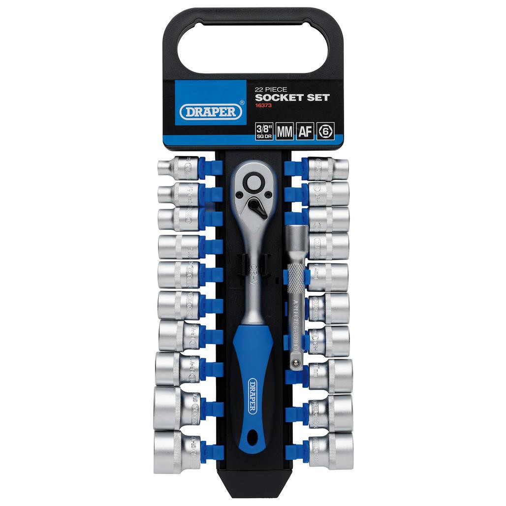 Draper 22 Piece 3/8" Drive Metric & AF Socket Set 16373