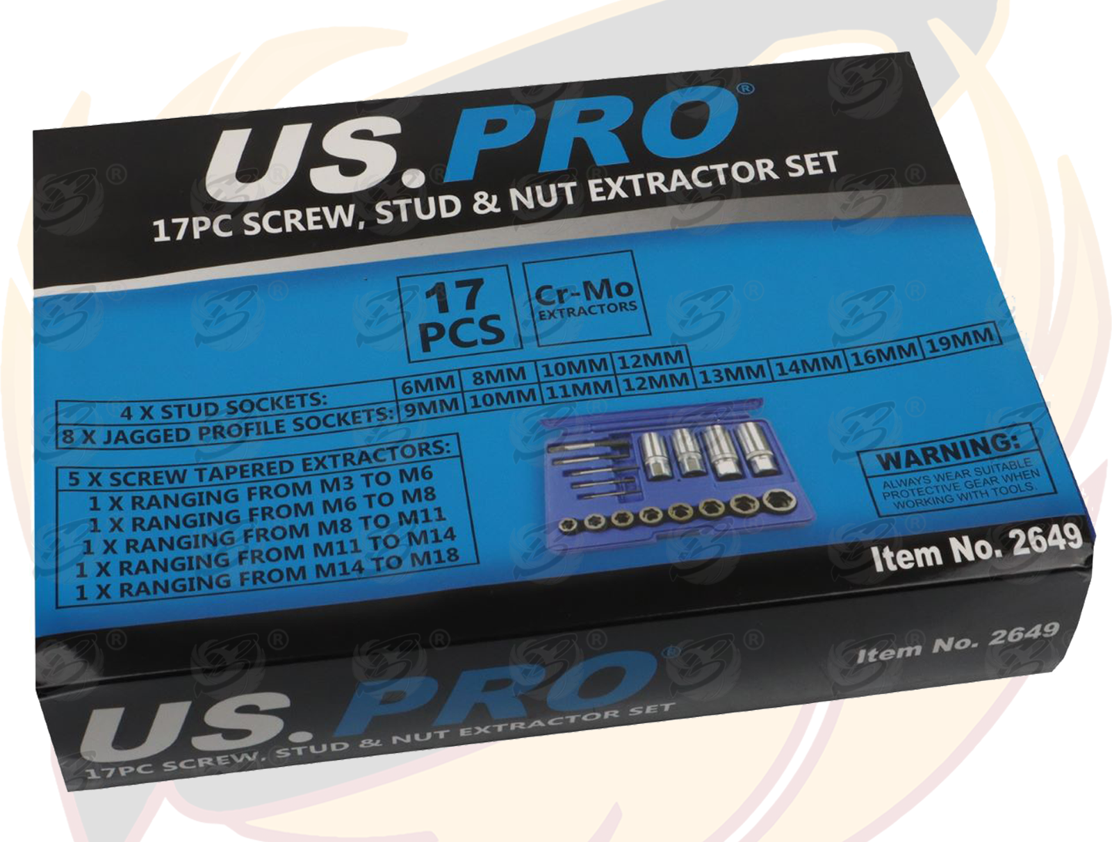 US Pro 17 Piece Screw - Stud & Nut Extractor Set ( 2649 )