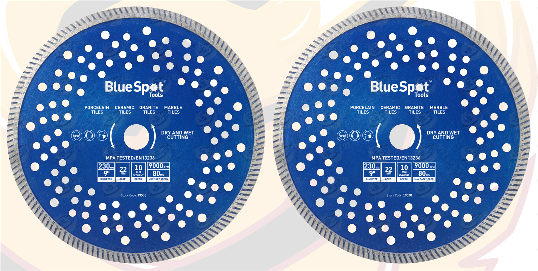 BLUESPOT 9" / 230MM TURBO DIAMOND CUTTING DISC ( X 2 )