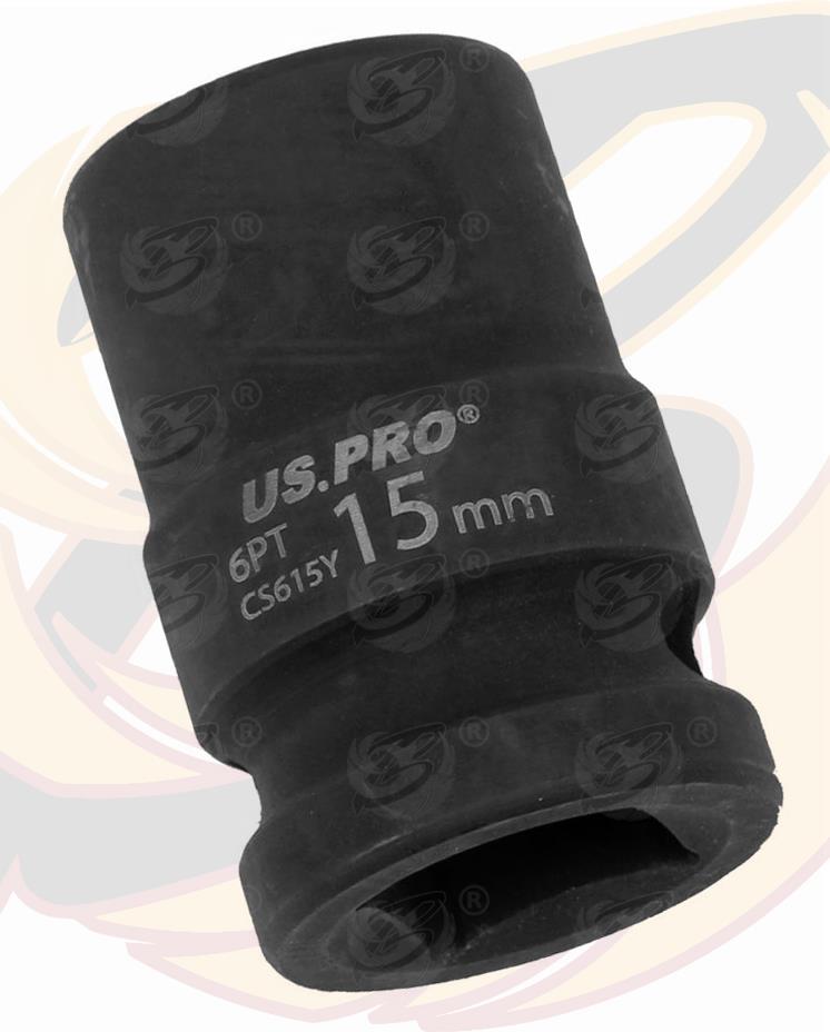 US Pro 15mm 1/2" Drive 6 Point Shallow Impact Socket 3817