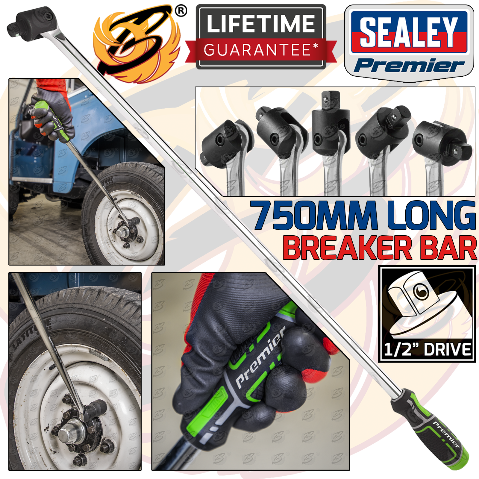 Sealey Breaker Bar 1/2"Sq Drive 750mm - Hi-Vis ( AK7307HV )