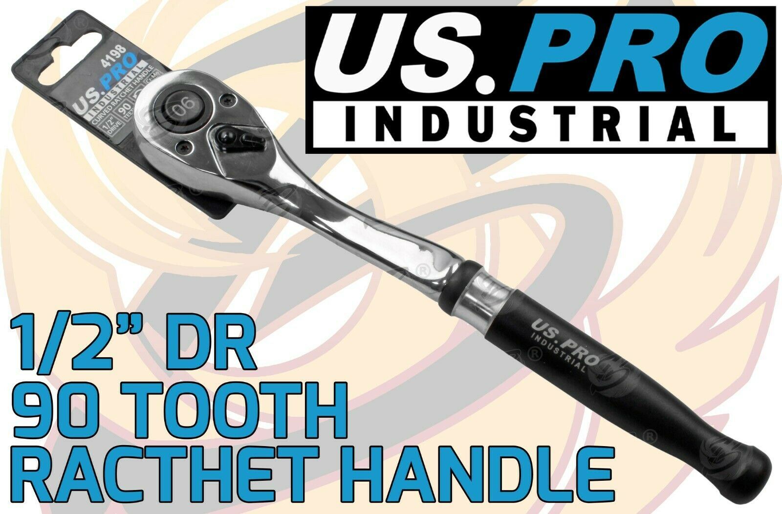 US PRO INDUSTRIAL 1/2" DRIVE 90 TOOTH CURVED RATCHET HANDLE