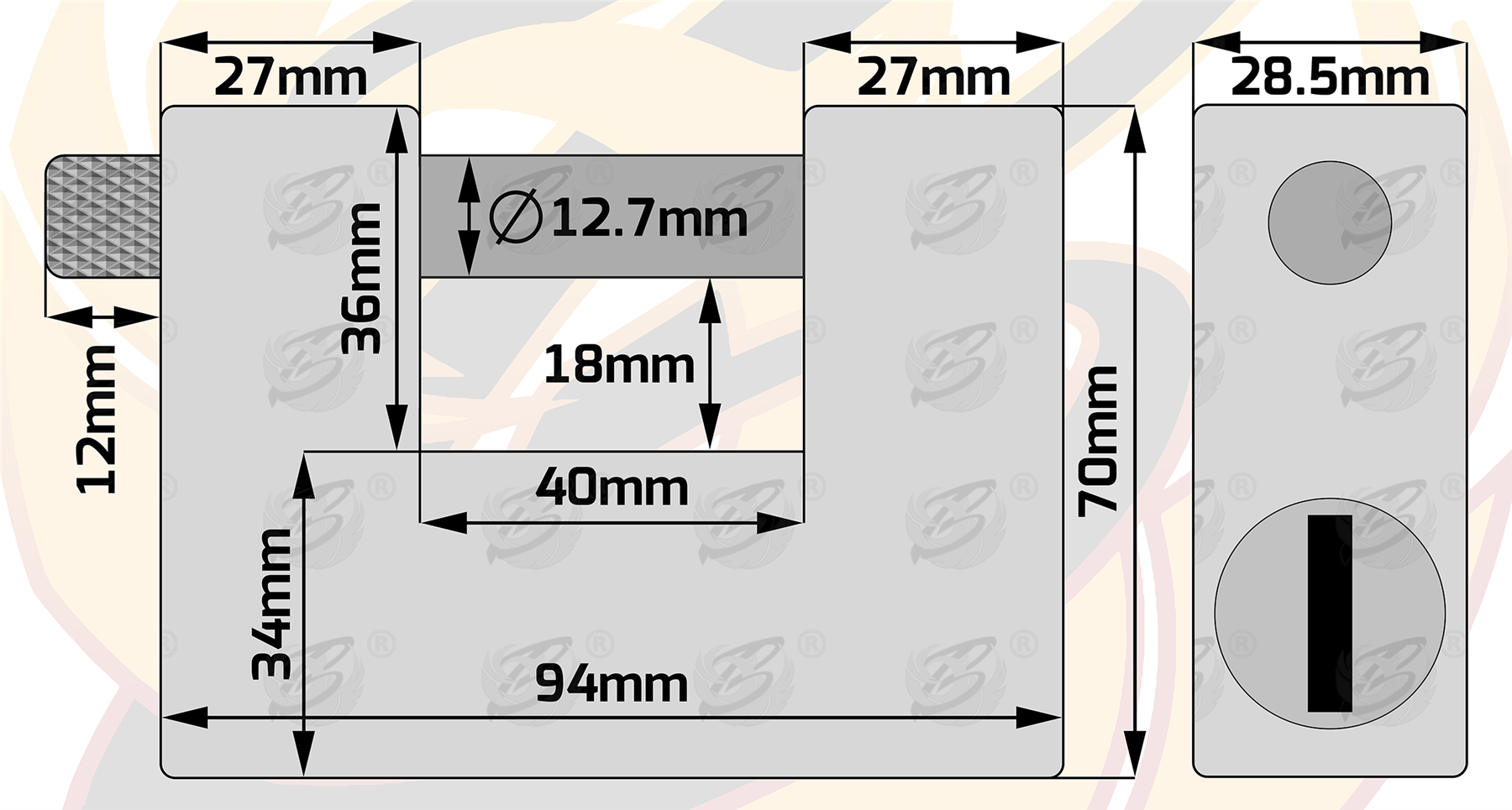 Berlin Tools 94mm Shutter "C" Type / Container Padlockm Heavy Duty Shutter / Container Padlock BER009