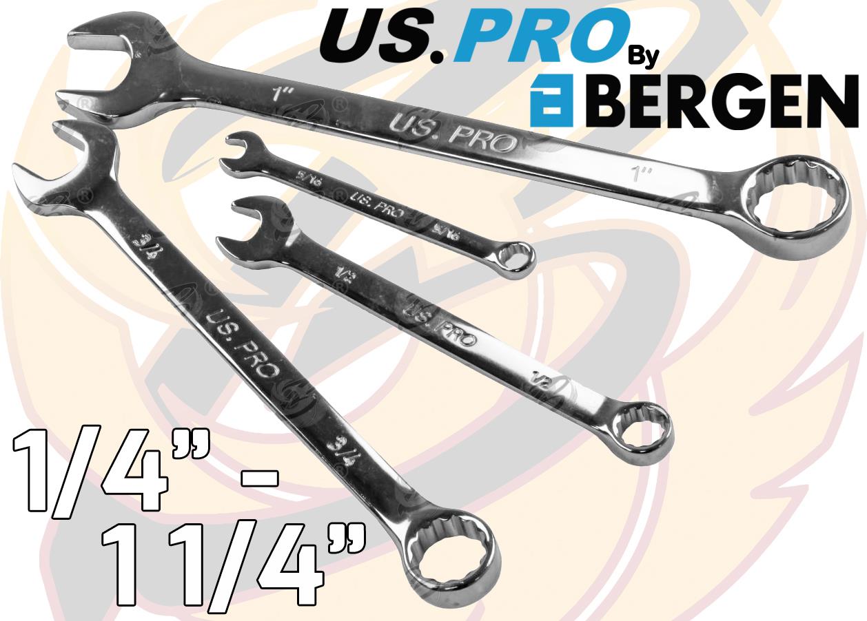 US PRO 16PCS SAE COMBINATIONS SPANNERS 1/4" - 1 1/4"
