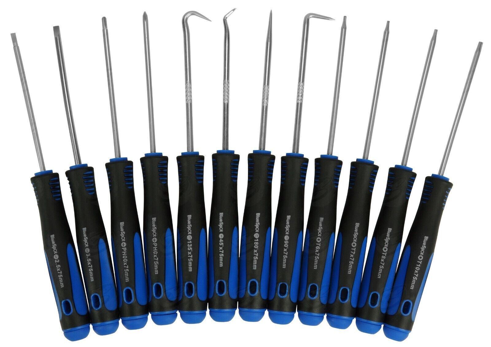 BlueSpot 12 Piece Precision Hook, Pick & Screwdriver Set 07917