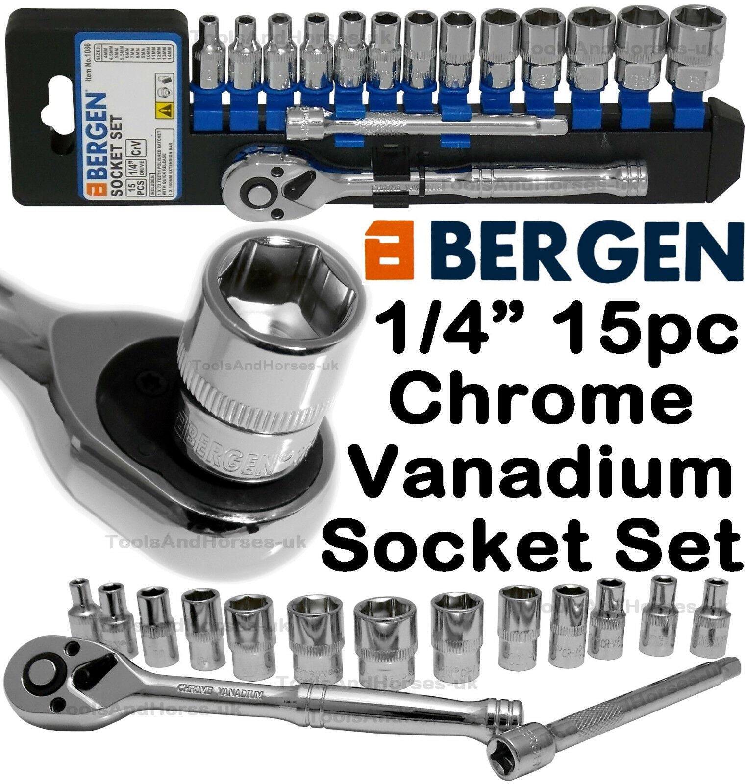 US PRO 15PCS 1/4" DRIVE 6 POINT SOCKET SET 4MM - 14MM