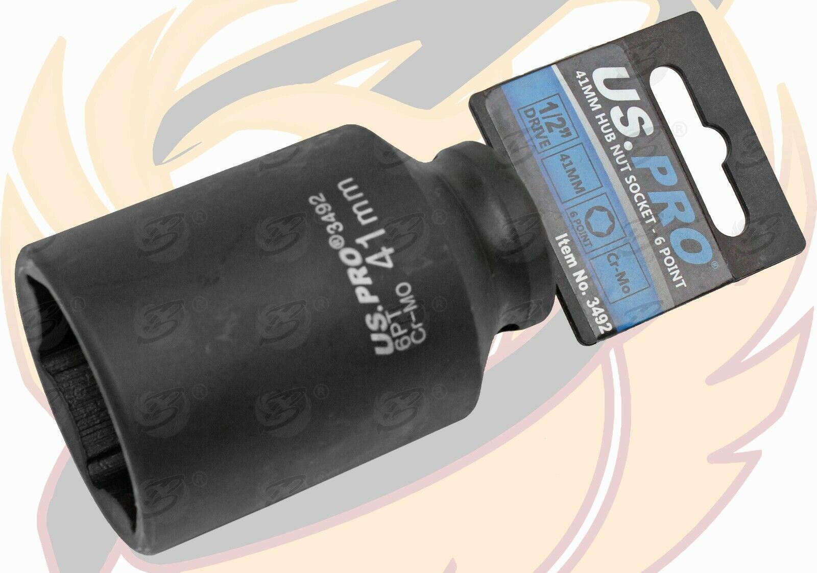 US Pro 41mm 1/2" Drive 6 Point Deep Impact Socket ( Single ) 3492