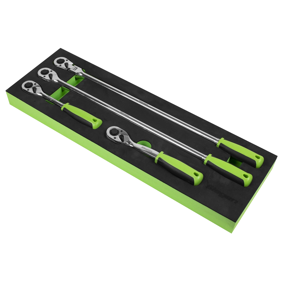 Siegen 4 Piece 1/2" Drive 72 Tooth Mixed Length, Standards & Flexible Head Ratchet Handle Set In EVA Foam Storage Block With A Manufacturers LifeTime Guarantee S01231