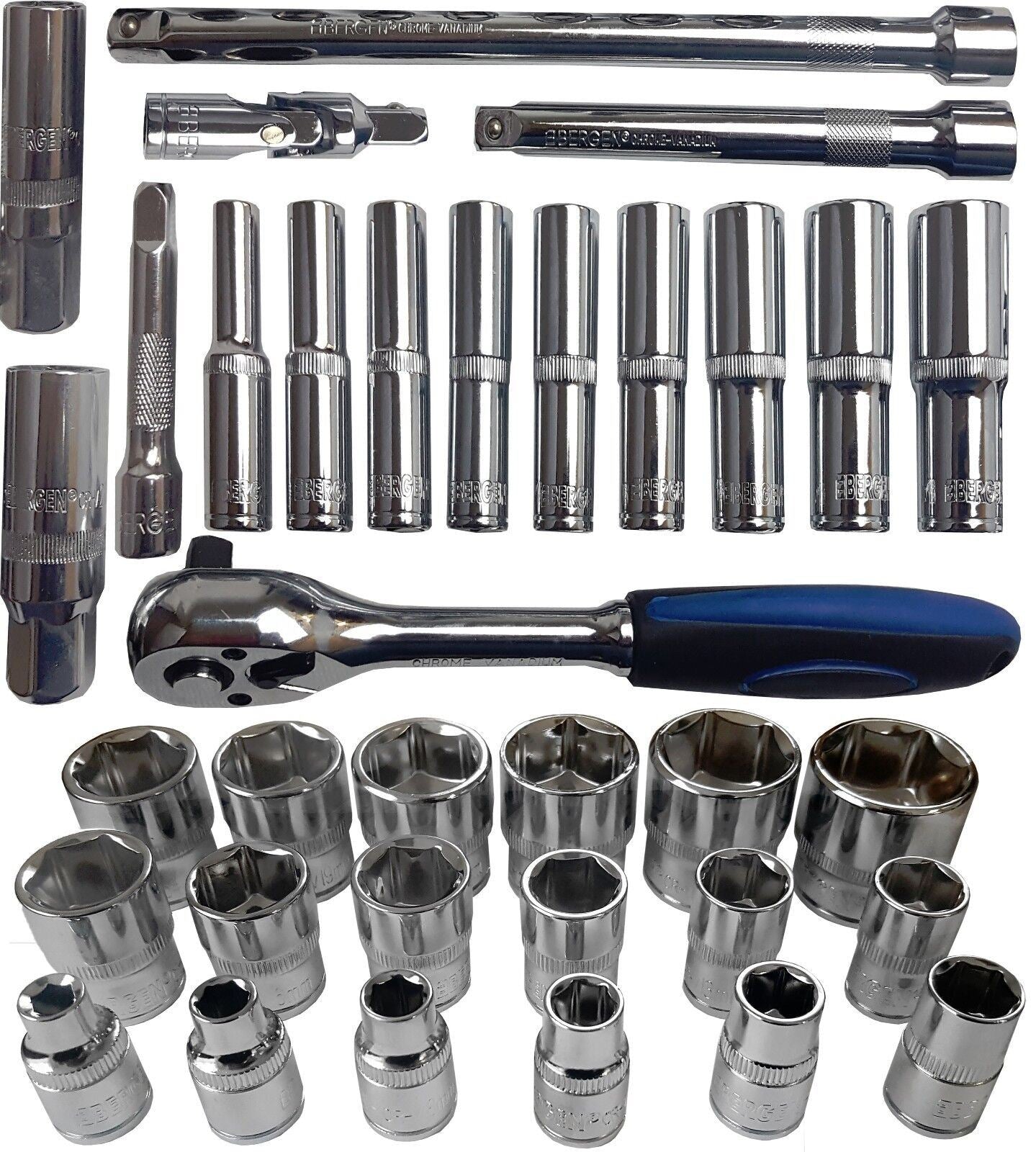 US PRO 61PCS 3/8" DRIVE 6 POINT SOCKET & BIT SET 6MM - 24MM