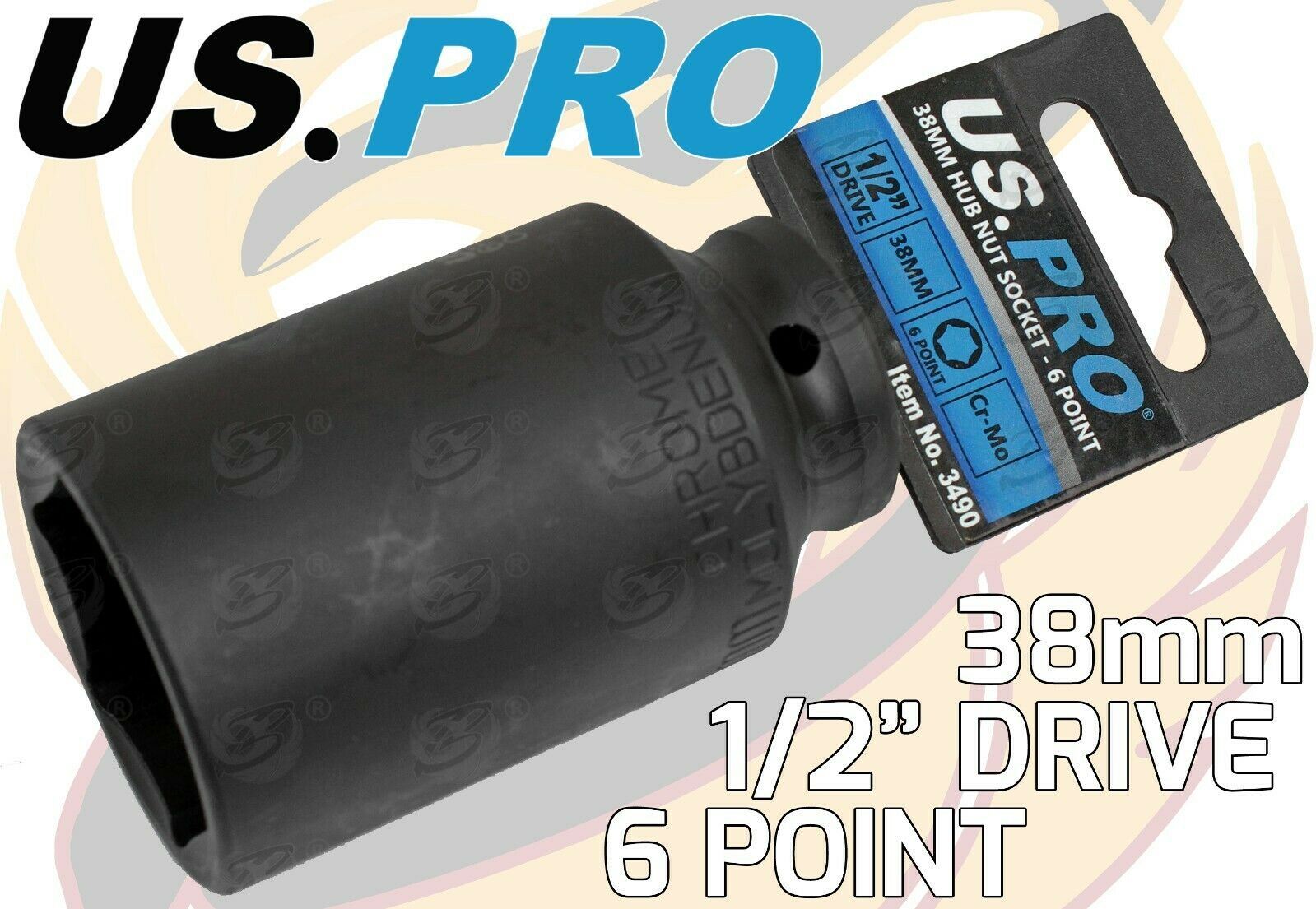 US PRO 38MM 1/2" DRIVE 6 POINT DEEP IMPACT SOCKET ( SINGLE )