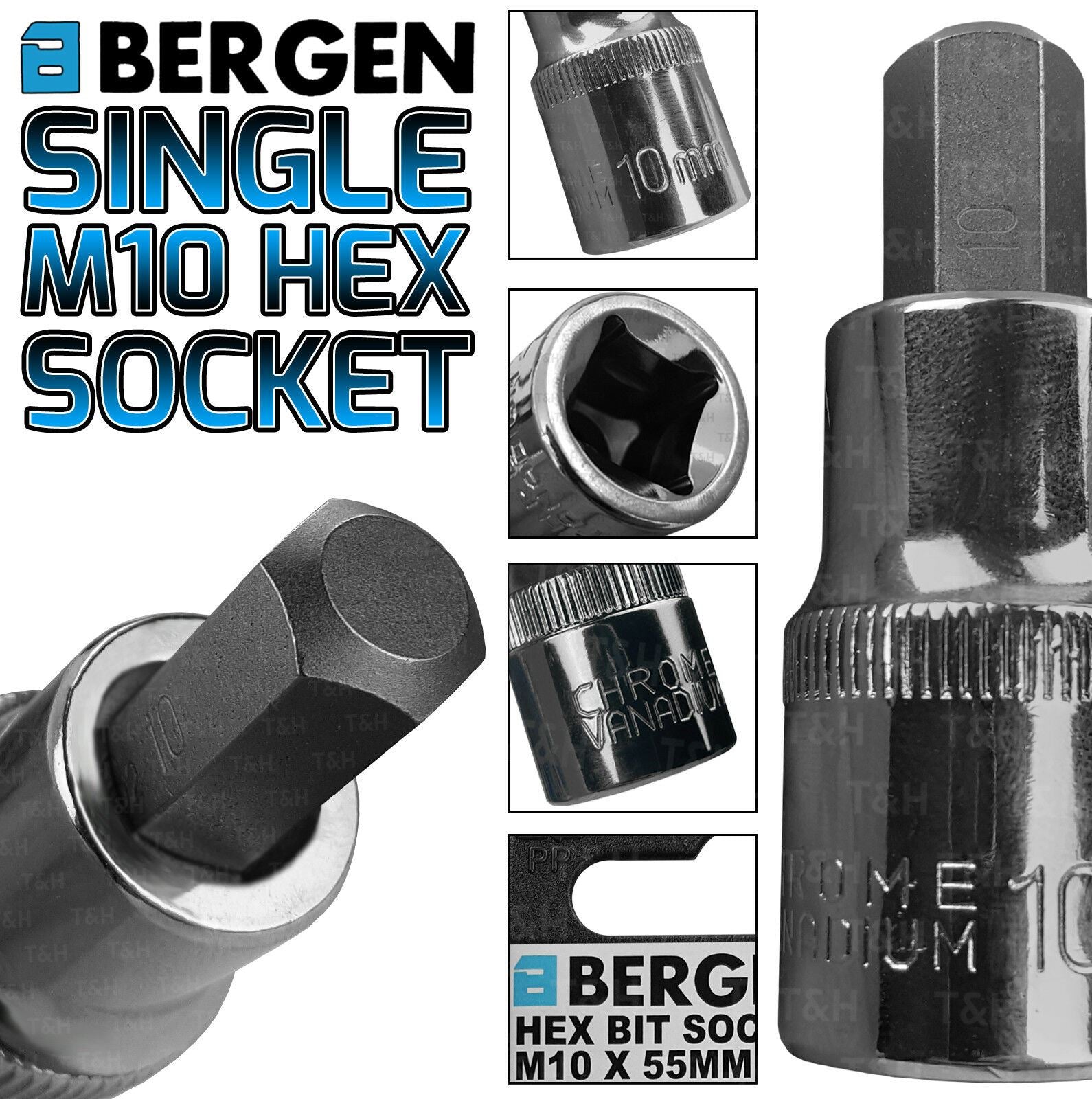 US PRO H10 1/2" DRIVE 55MM LONG HEX BIT SOCKET ( SINGLE )