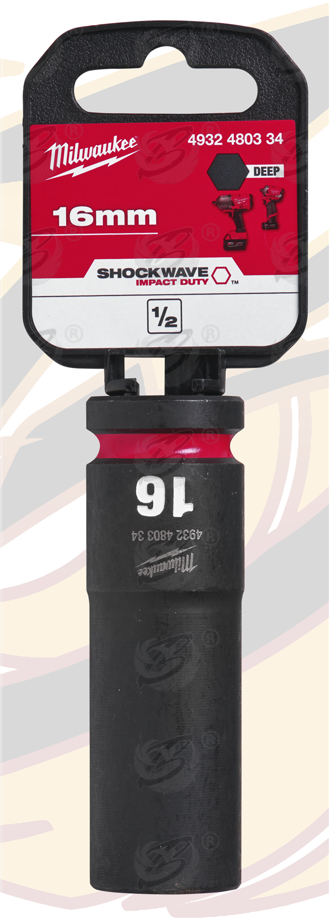 Milwaukee 16mm 1/2" Drive 6 Point Deep Impact Socket ( 4932480334 )