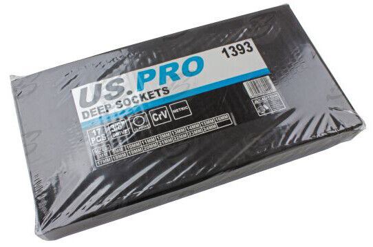 US PRO 17PCS 3/8" DRIVE 12 POINT DEEP SOCKETS 8MM - 24MM