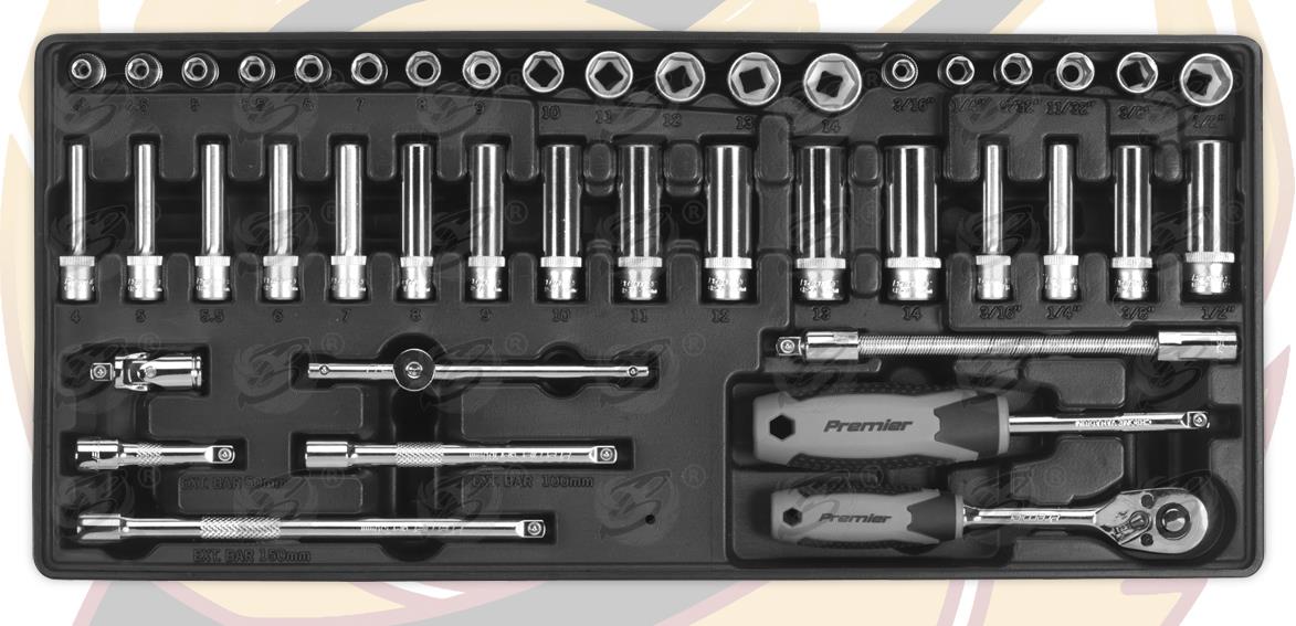SEALEY 43PCS 1/4" DRIVE 6 POINT SOCKET SET 4MM - 14MM
