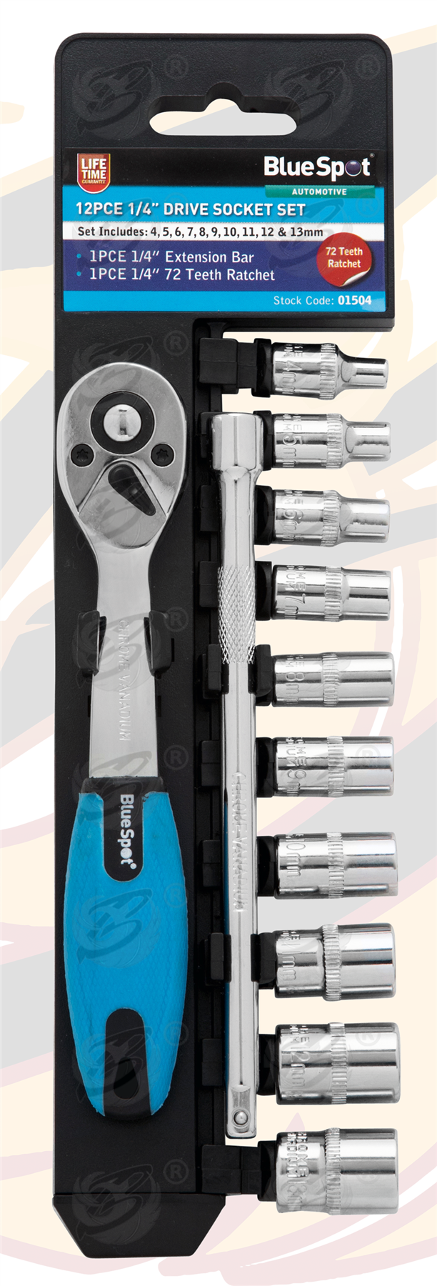 BlueSpot 12 Piece 1/4" Drive 6 Point Socket Set 4mm - 13mm ( 01504 )