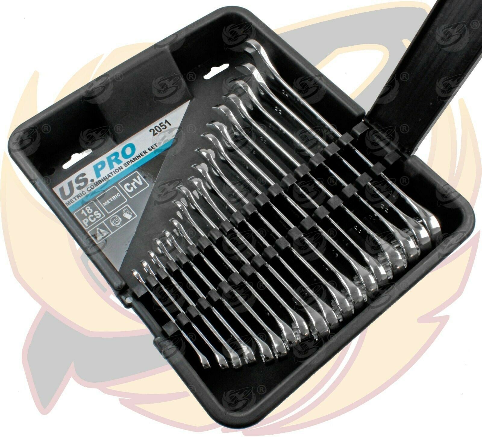 US PRO 18PCS COMBINATION SPANNERS 6MM - 24MM