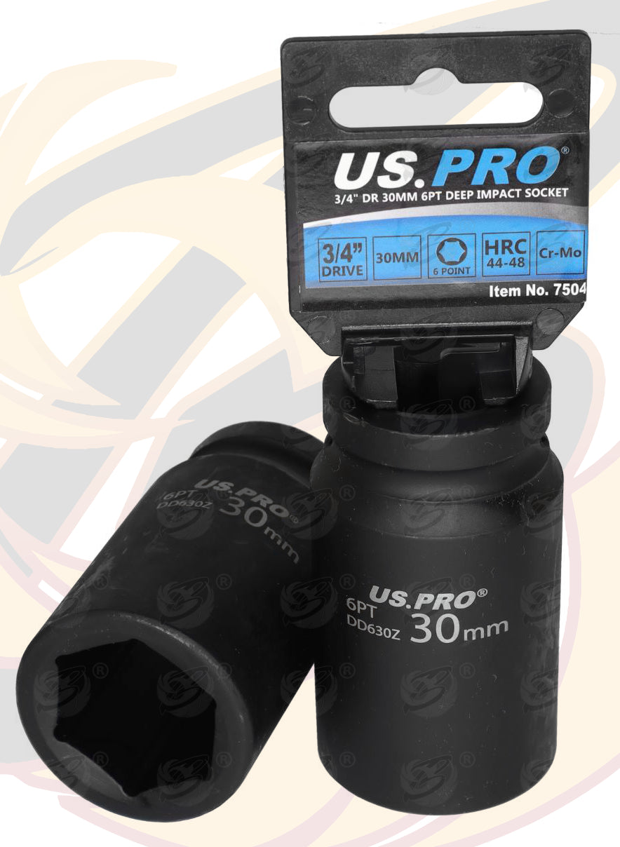 US PRO 30MM 3/4" DRIVE 6 POINT DEEP IMPACT SOCKET ( SINGLE )