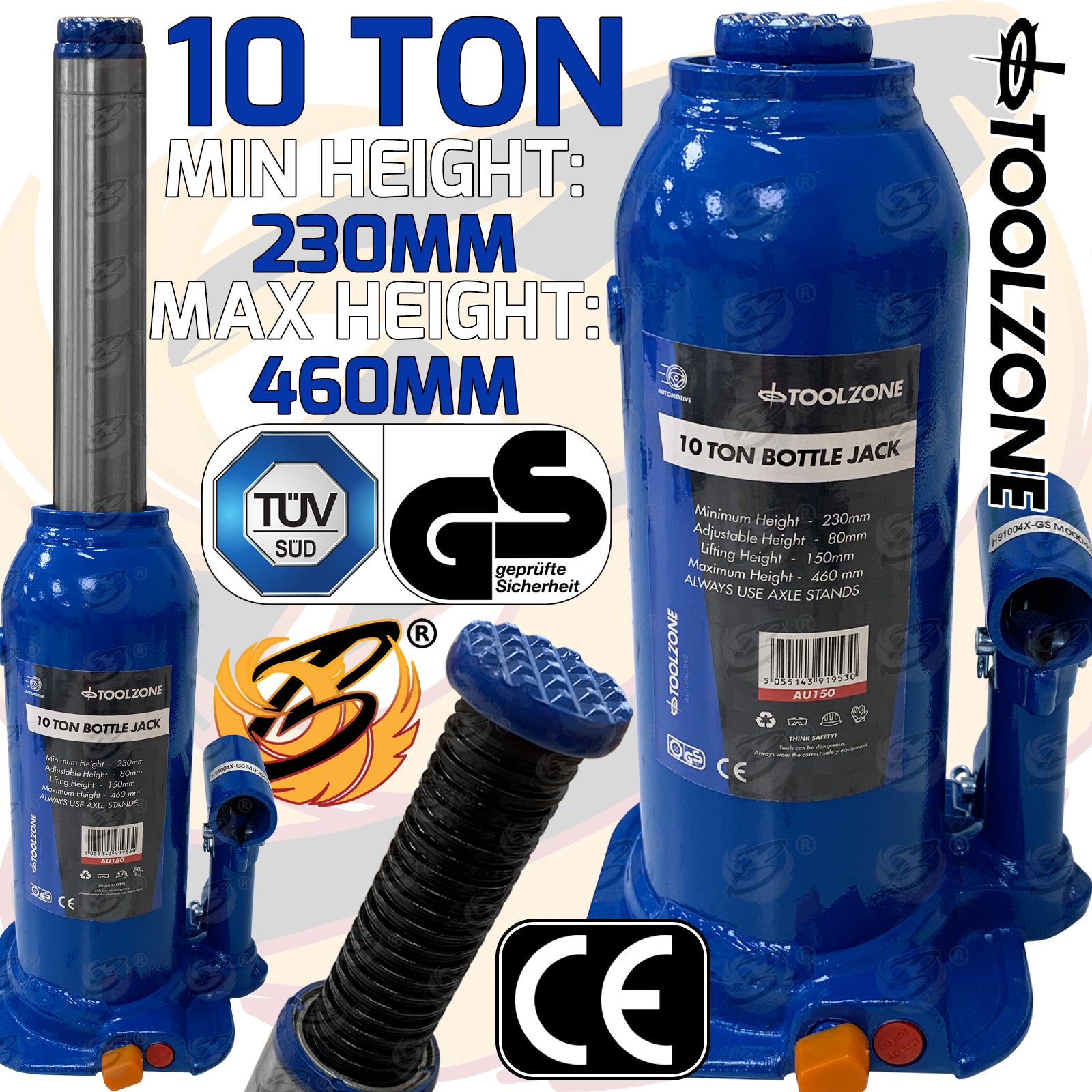 TOOLZONE 10 TON BOTTLE JACK