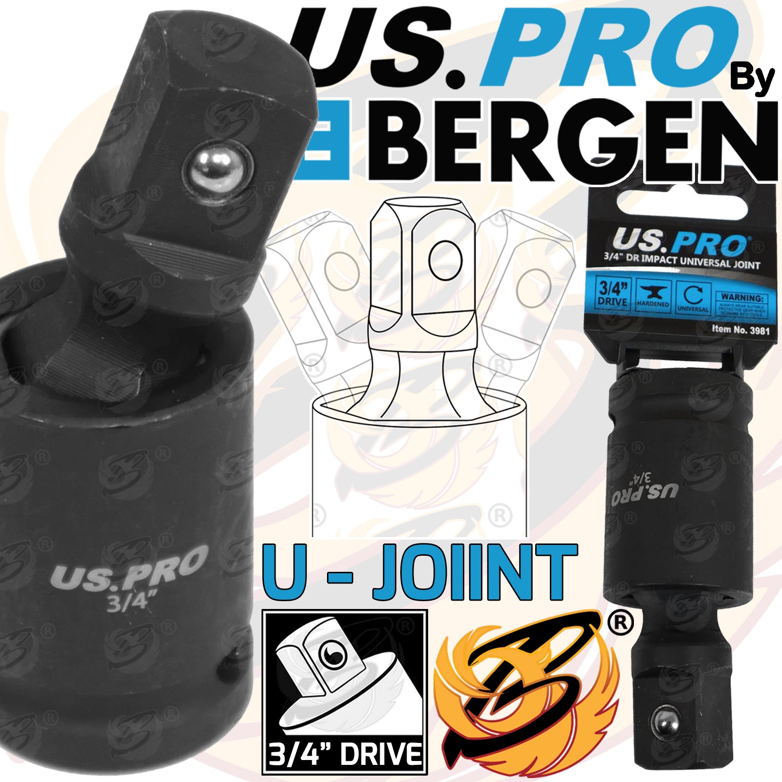 US PRO 3/4" DRIVE IMPACT UNIVERSAL JOINT SWIVEL ADAPTER