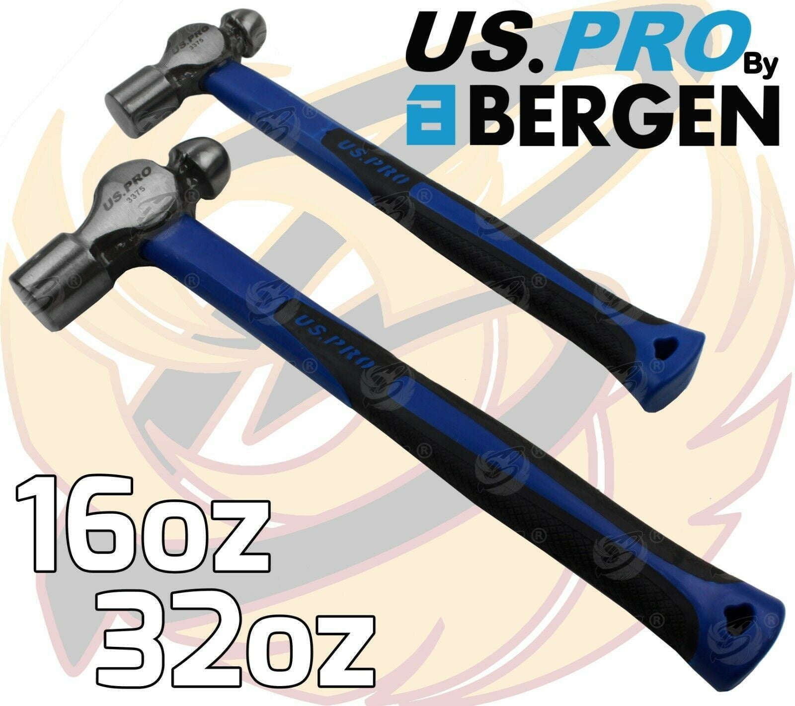 US PRO 2PCS BALL PEIN HAMMERS 16OZ - 32OZ