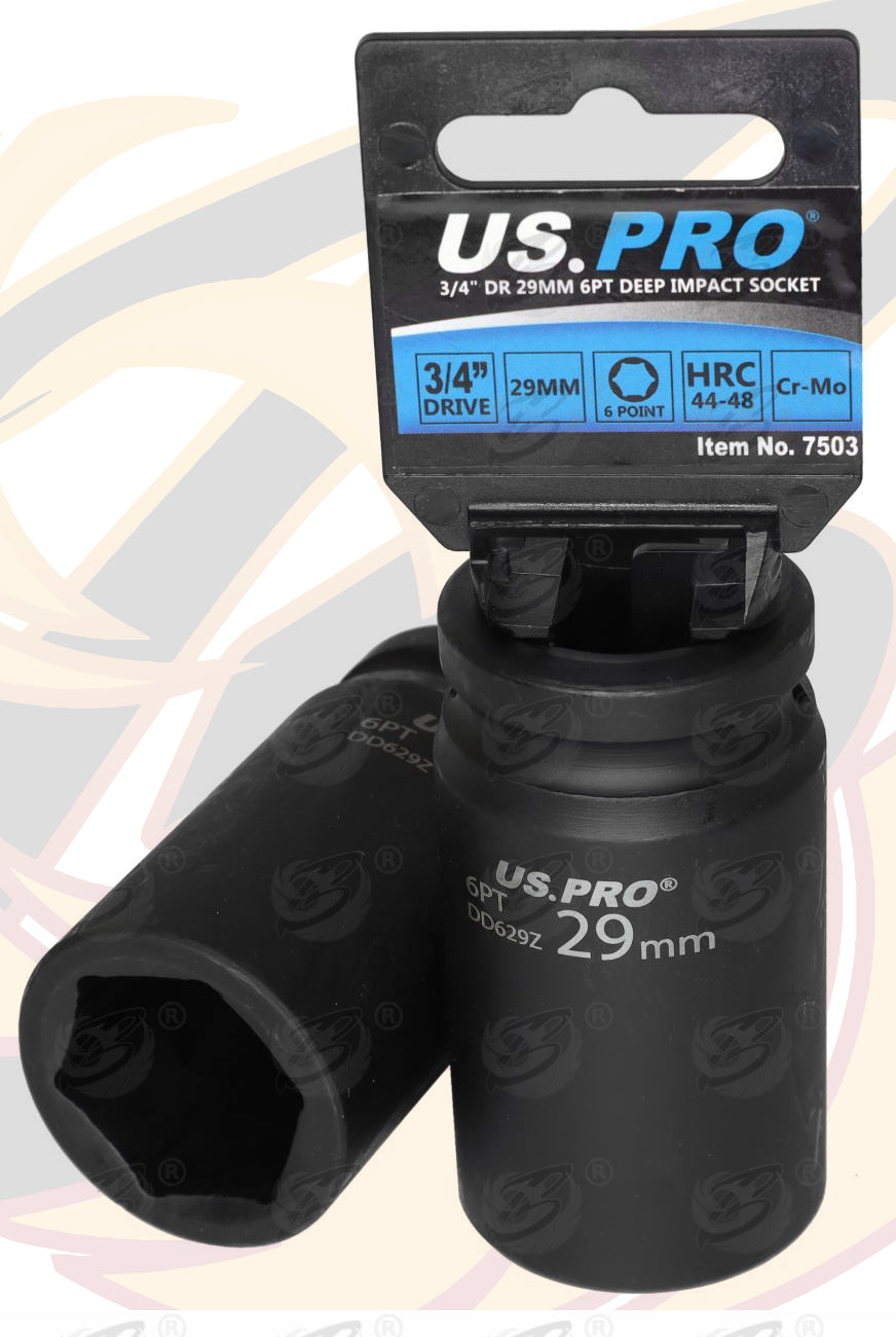 US PRO 29MM 3/4" DRIVE 6 POINT DEEP IMPACT SOCKET ( SINGLE )