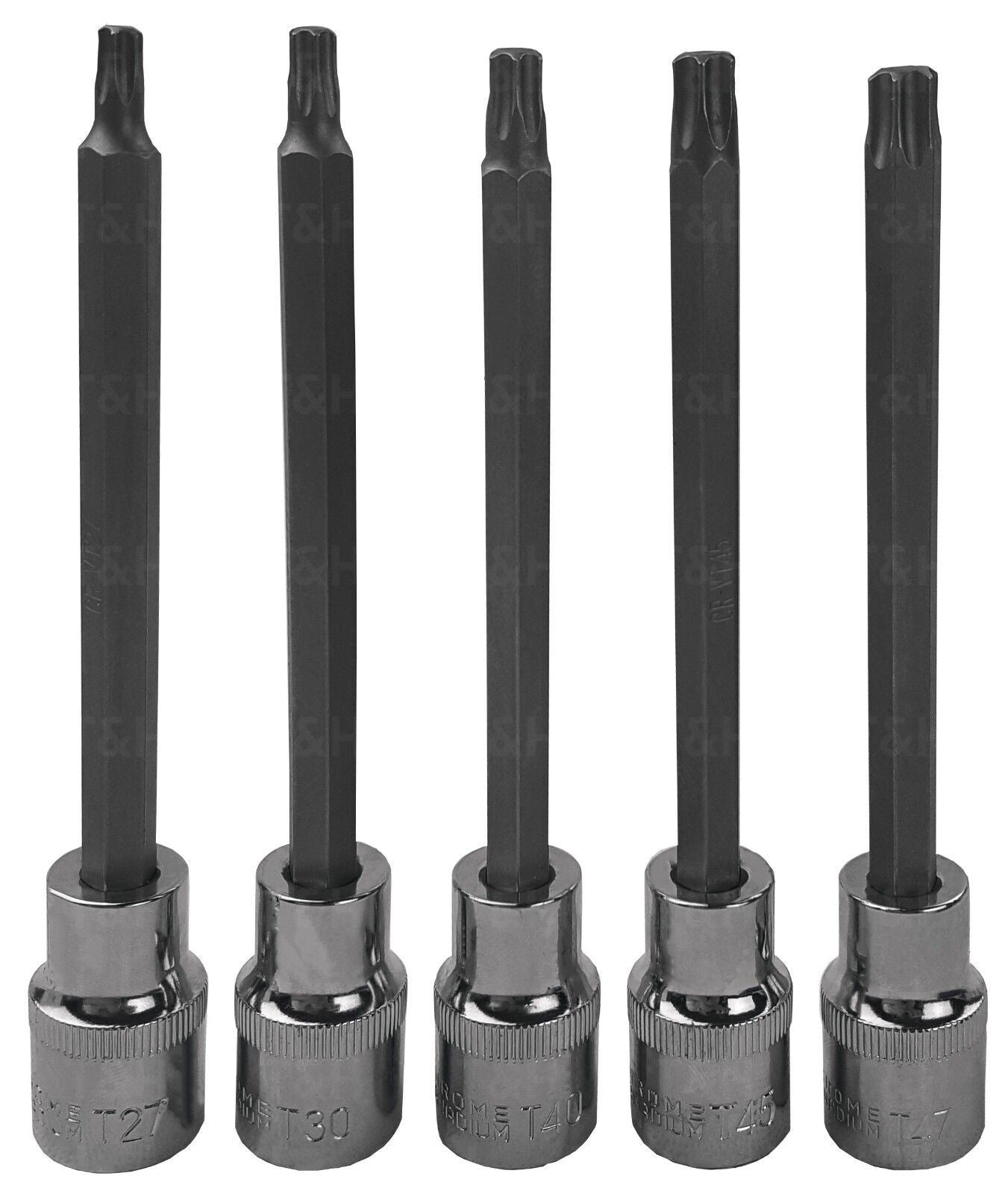 US PRO 9PCS 1/2" DRIVE EXTRA LONG TORX BIT SOCKETS T27 - T70