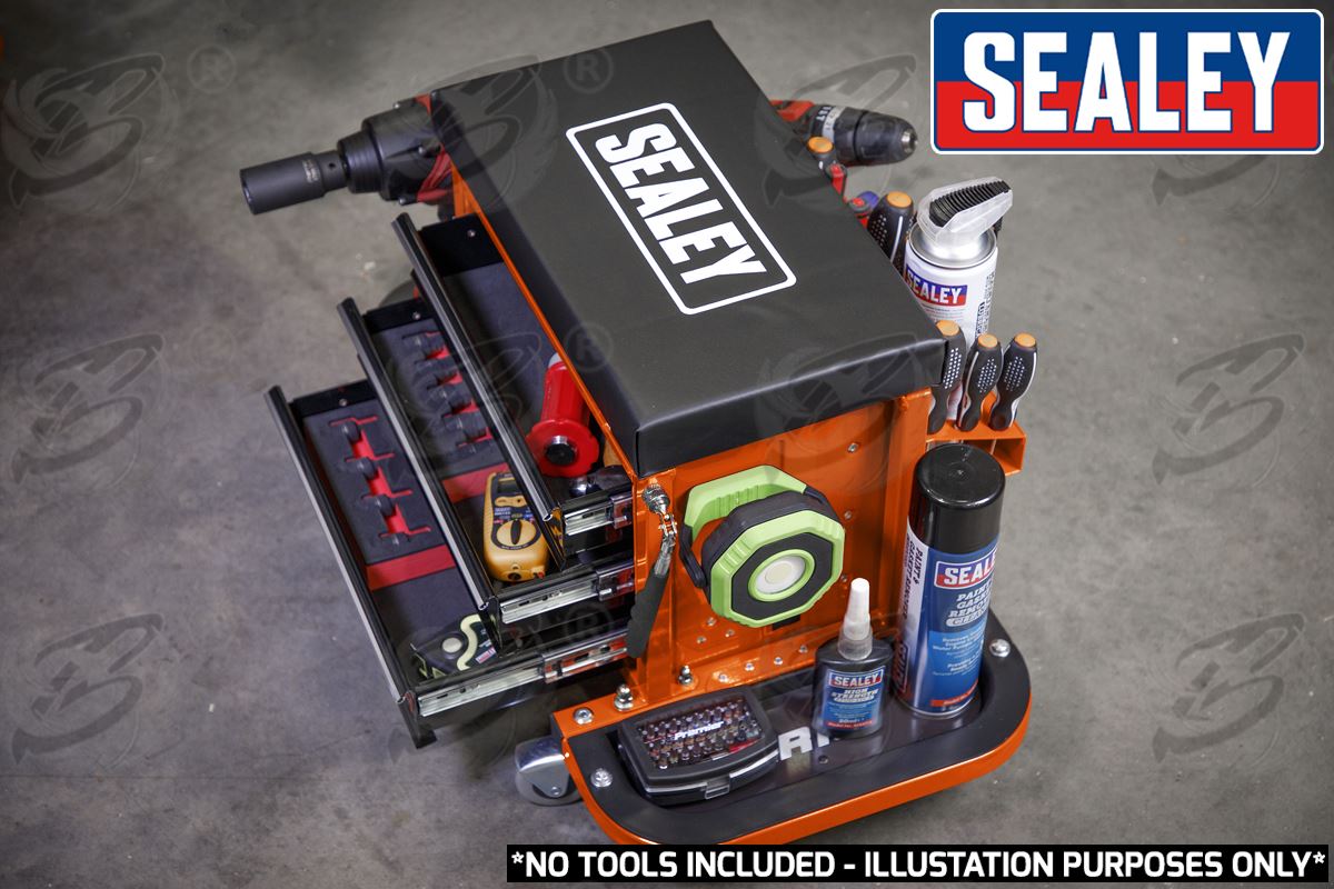 SEALEY MECHANIC STOOL / UTILTIY BOX ( ORANGE )