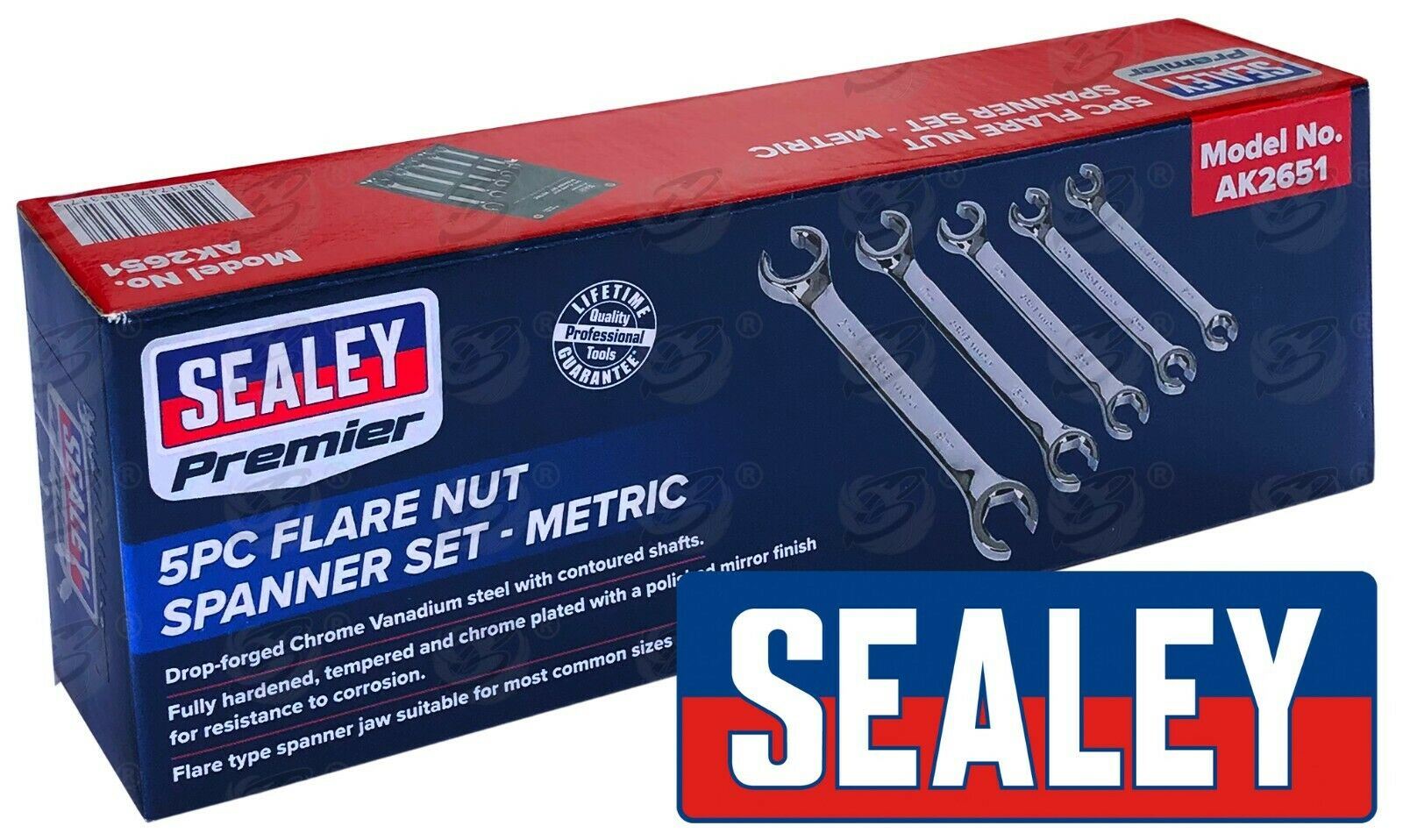 SEALEY 5PCS 6 POINT FLARE NUT SPANNERS 9MM - 21MM