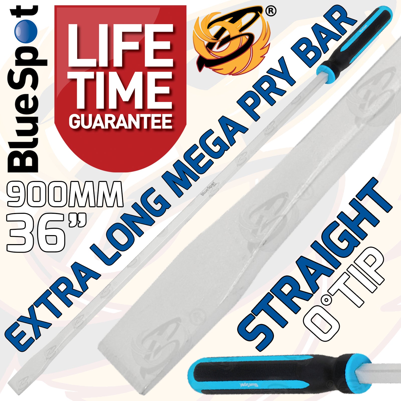 BLUESPOT 36" EXTRA LONG STRAIGHT GO - THROUGH PRY BAR