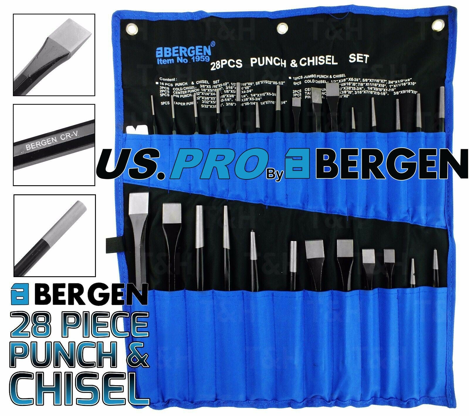 US PRO 28PCS PUNCH & CHISEL SET