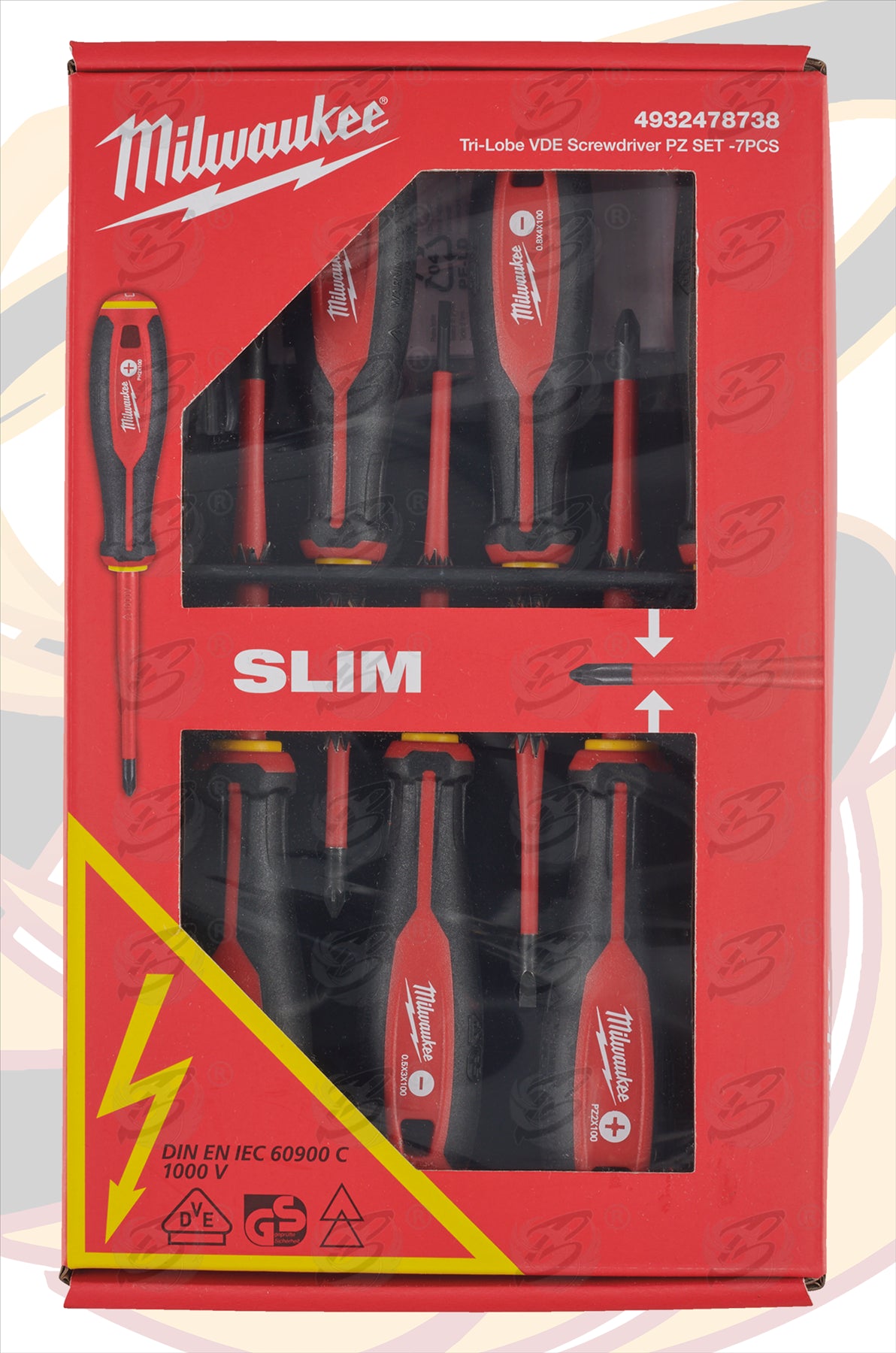 MILWAUKEE 7PCS TRI - LOBE VDE SCREWDRIVER SET ( SLOTTED - PHILLIPS - POZIDRIVE )