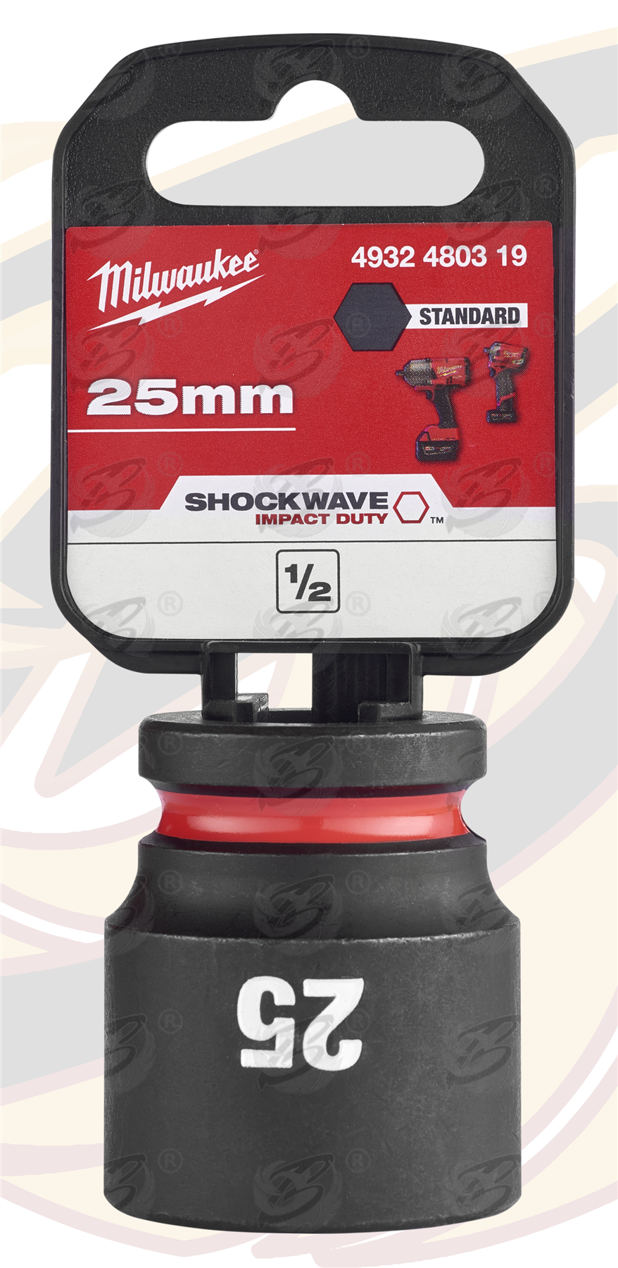 Milwaukee 25mm 1/2" Drive 6 Point Shallow Impact Socket ( Single ) ( 4932480319 )