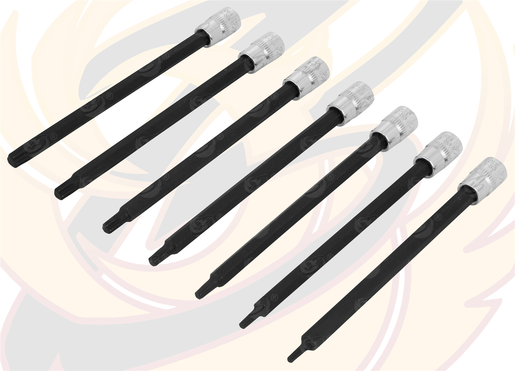 BlueSpot 7 Piece 1/4" Extra Long Impact Torx Bit Sockets T10 - T40 ( 01597 )