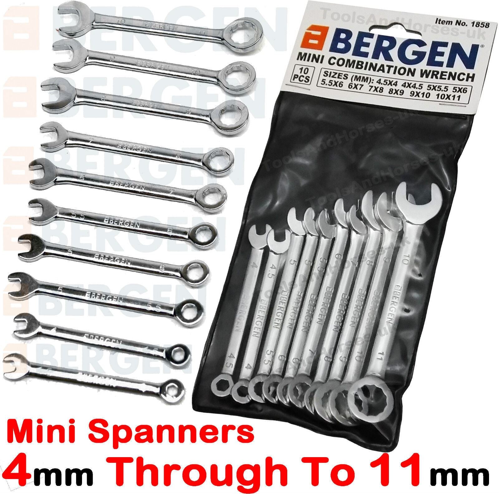 US Pro 10 Piece Mini Combination Spanner Set 4mm - 11mm 2079