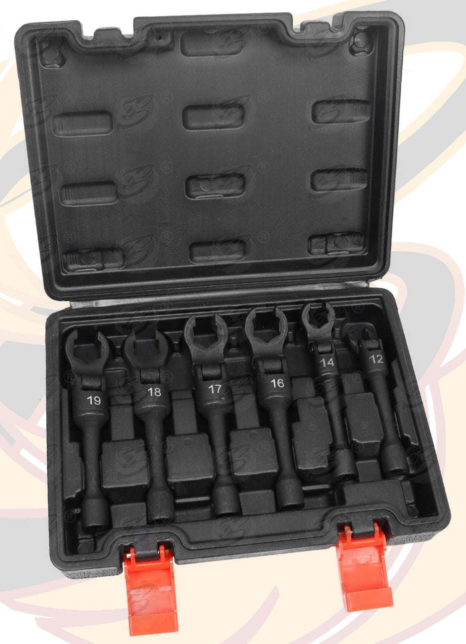 US PRO 6PCS 3/8" DRIVE DIESEL INJECTOR LINE SOCKET FLEXI HEAD WRENCH SET ( 12MM - 19MM )