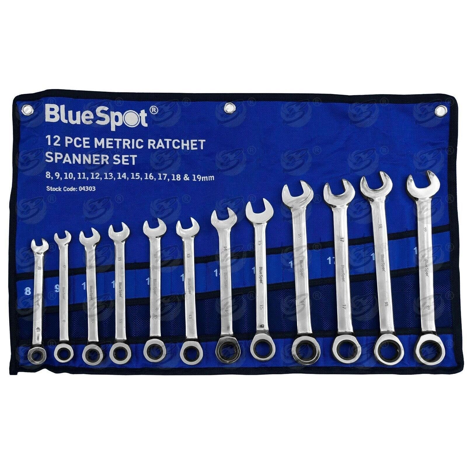BLUESPOT 12PCS COMBINATION RATCHET SPANNER SET 8MM - 19MM