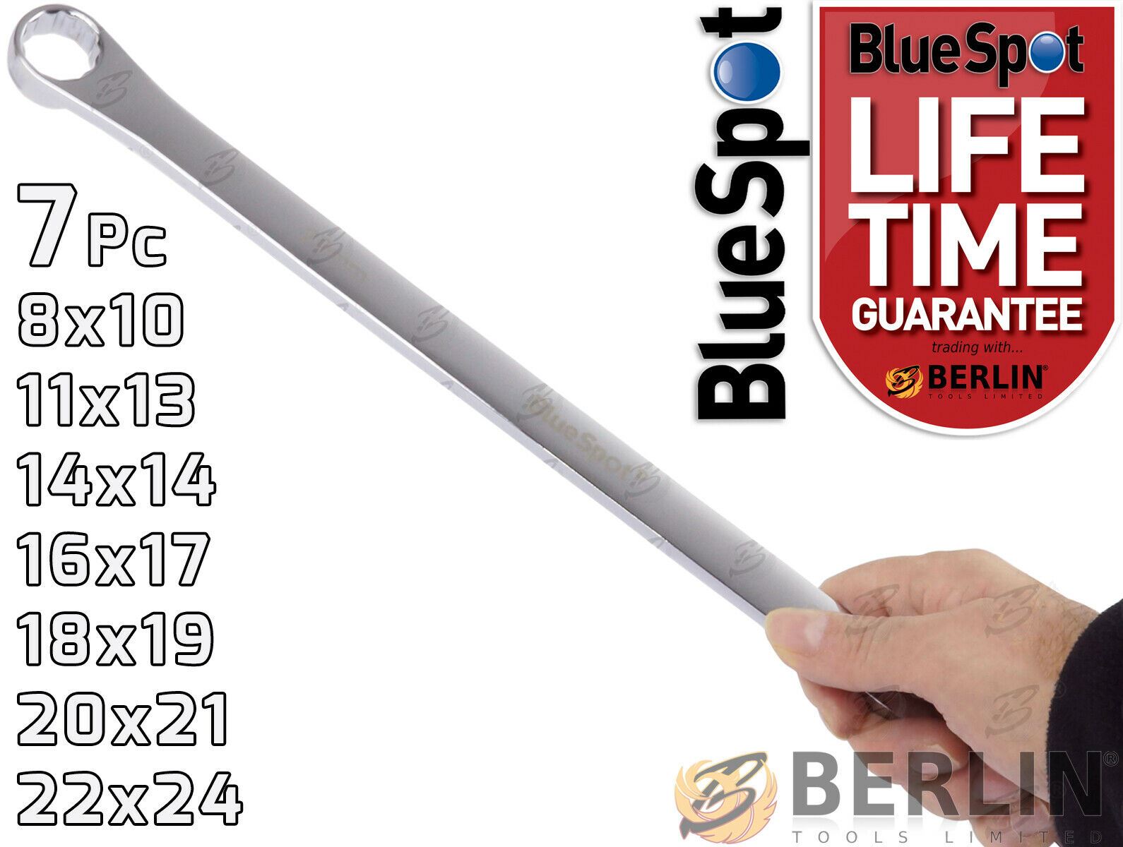 BLUESPOT 7PCS EXTRA LONG AVIATIONS SPANNERS 8MM - 24MM