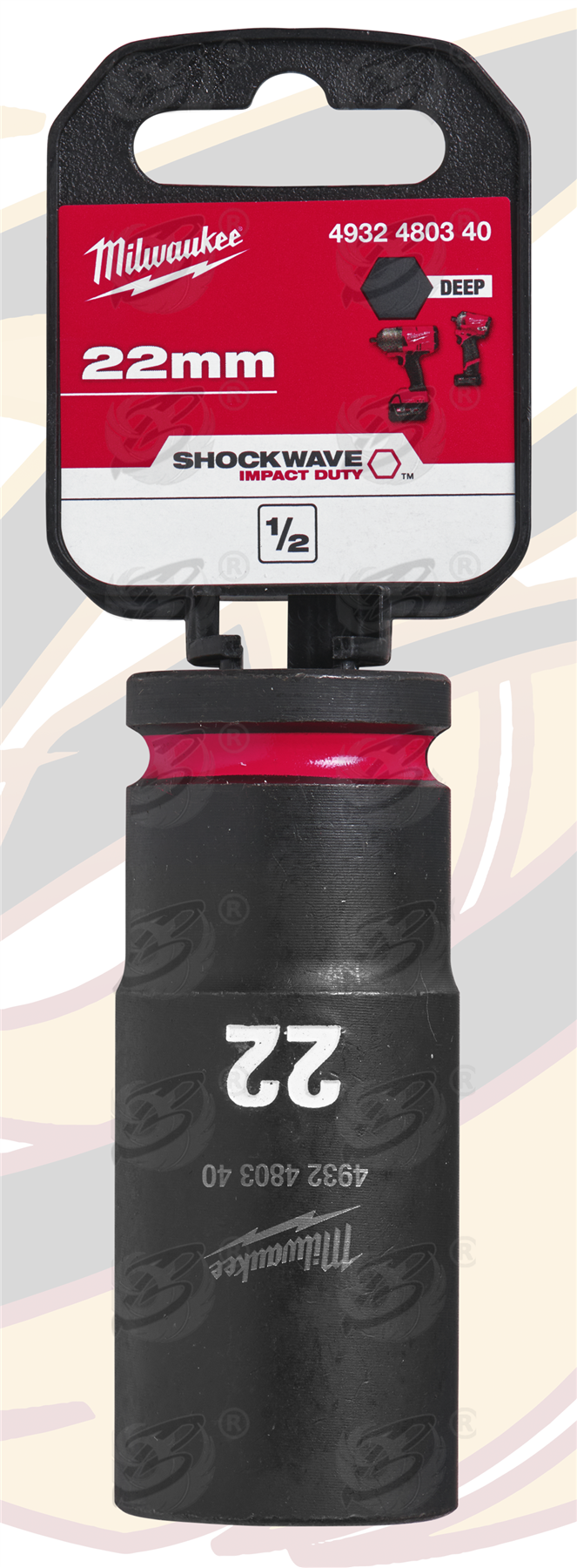 Milwaukee 22mm 1/2" Drive 6 Point Deep Impact Socket ( Single ) ( 4932480340 )