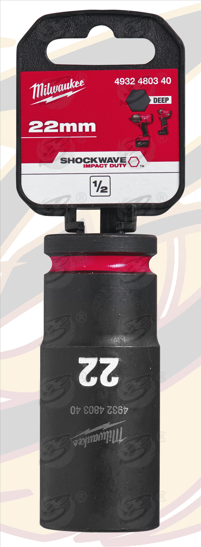 MILWAUKEE 22MM 1/2" DRIVE 6 POINT DEEP IMPACT SOCKET ( SINGLE )