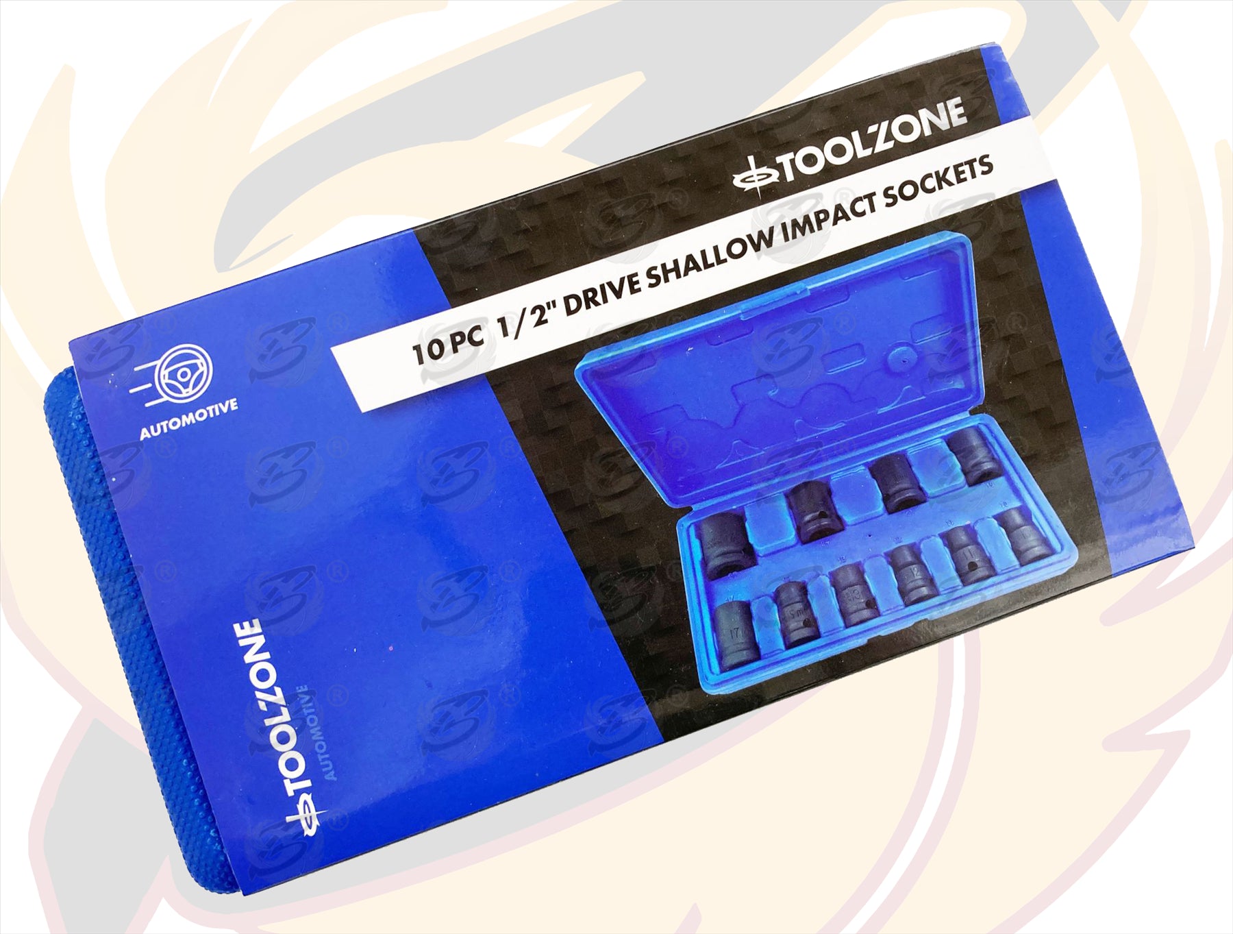 TOOLZONE 10PCS 1/2" DRIVE 6 POINT SHALLOW IMPACT SOCKETS 10MM - 24MM