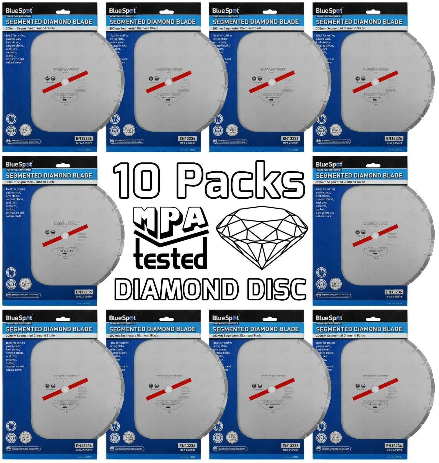 BLUESPOT 12" ( 300MM ) DIAMOND CUTTING DISC ( x 10 )