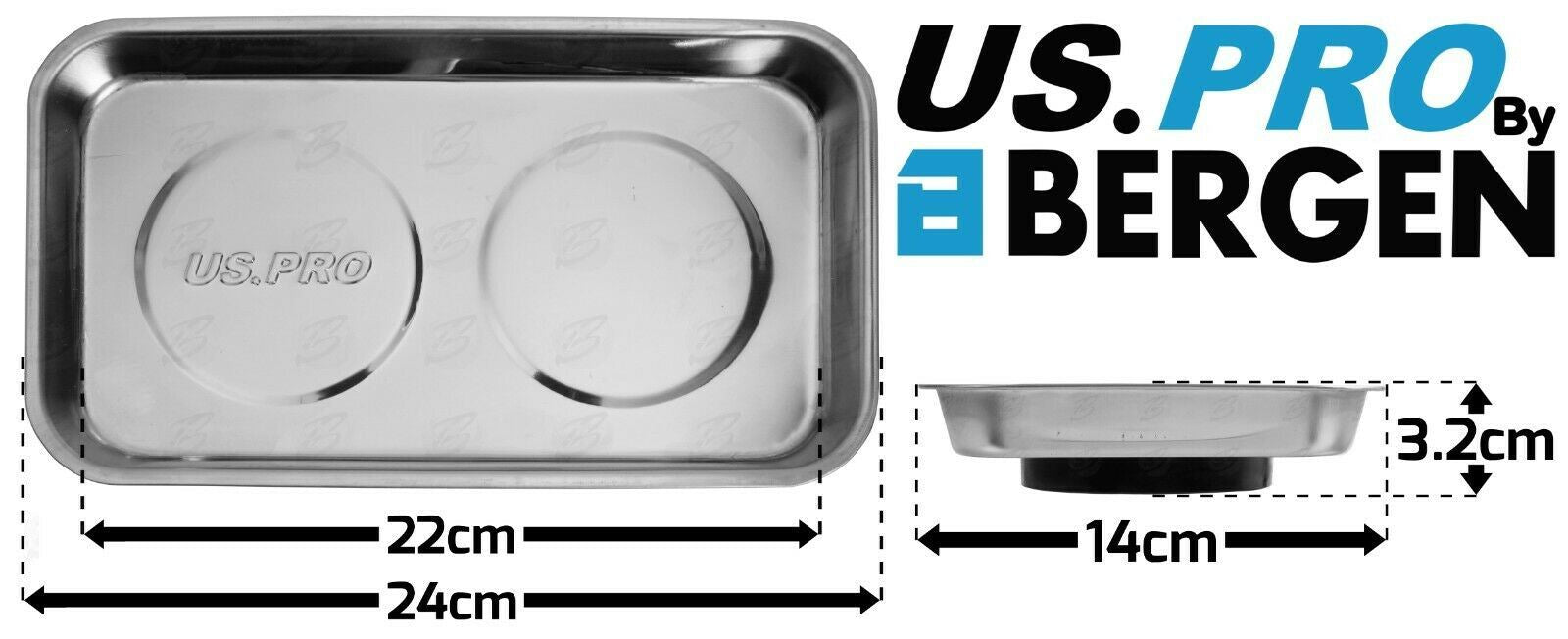 US PRO 9" STAINLESS STEEL DOUBLE MAGNETIC PARTS TRAY