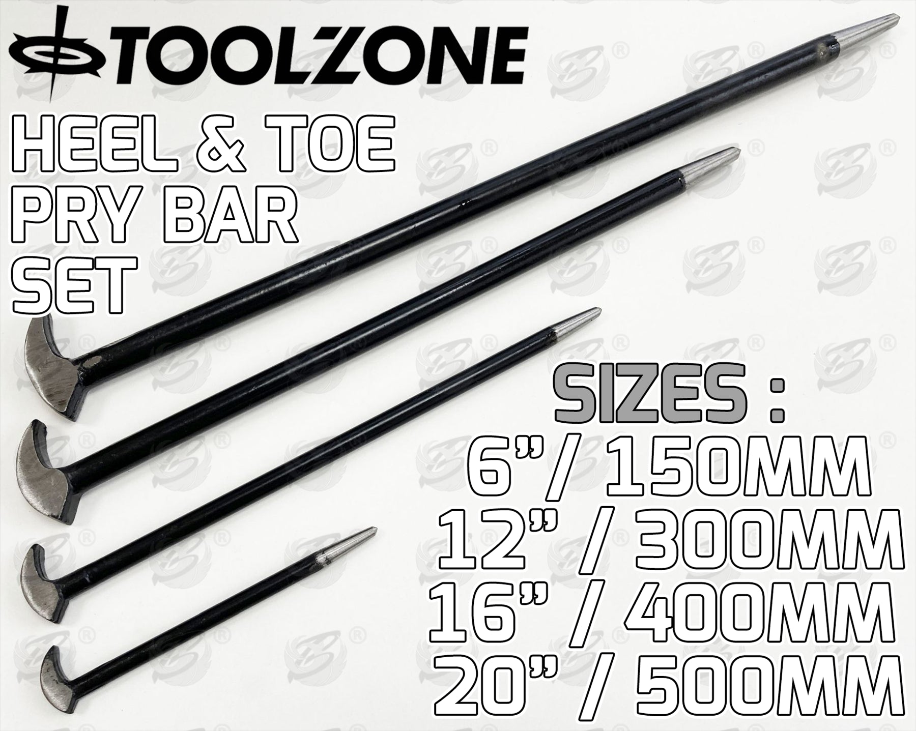 TOOLZONE 4PCS HEEL & TOE PRY BARS ( PODGER BARS )