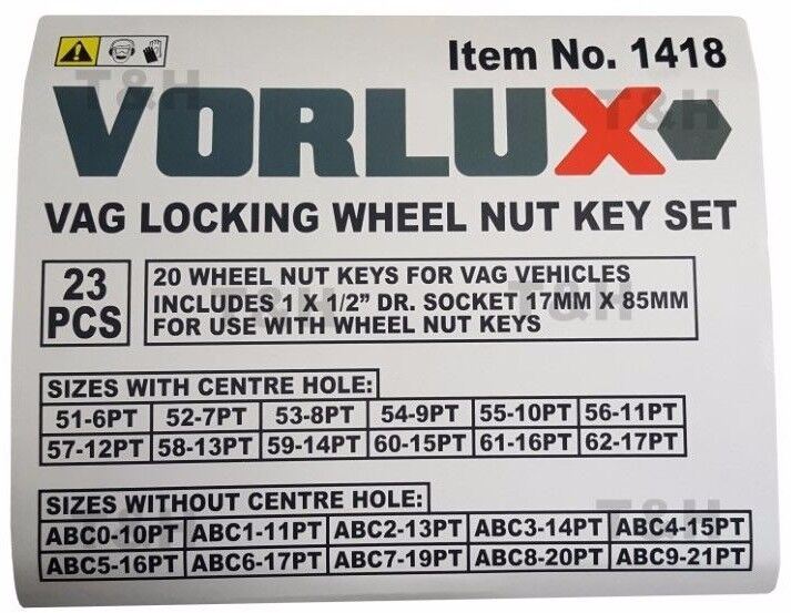 US Pro 23 Piece Vag Locking Wheel Nut Set 3457