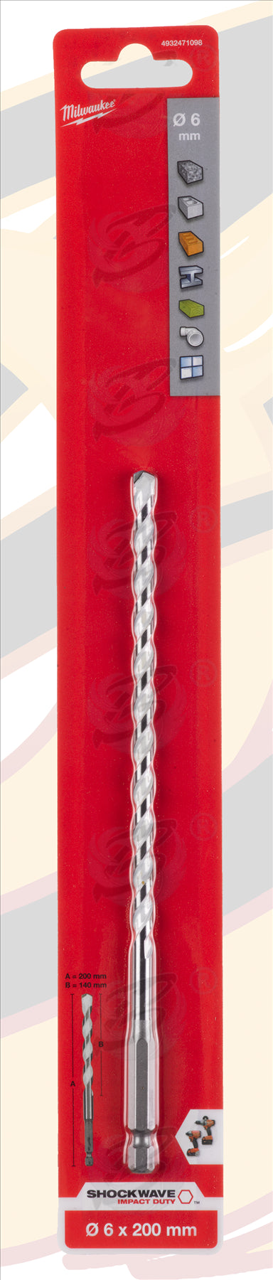MILWAUKEE 6mm x 200mm MULTI MATERIAL DRILL BIT