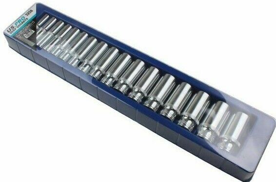 US Pro 17 Piece 3/8" Drive 6 Point Deep Sockets 8mm - 24mm 3258