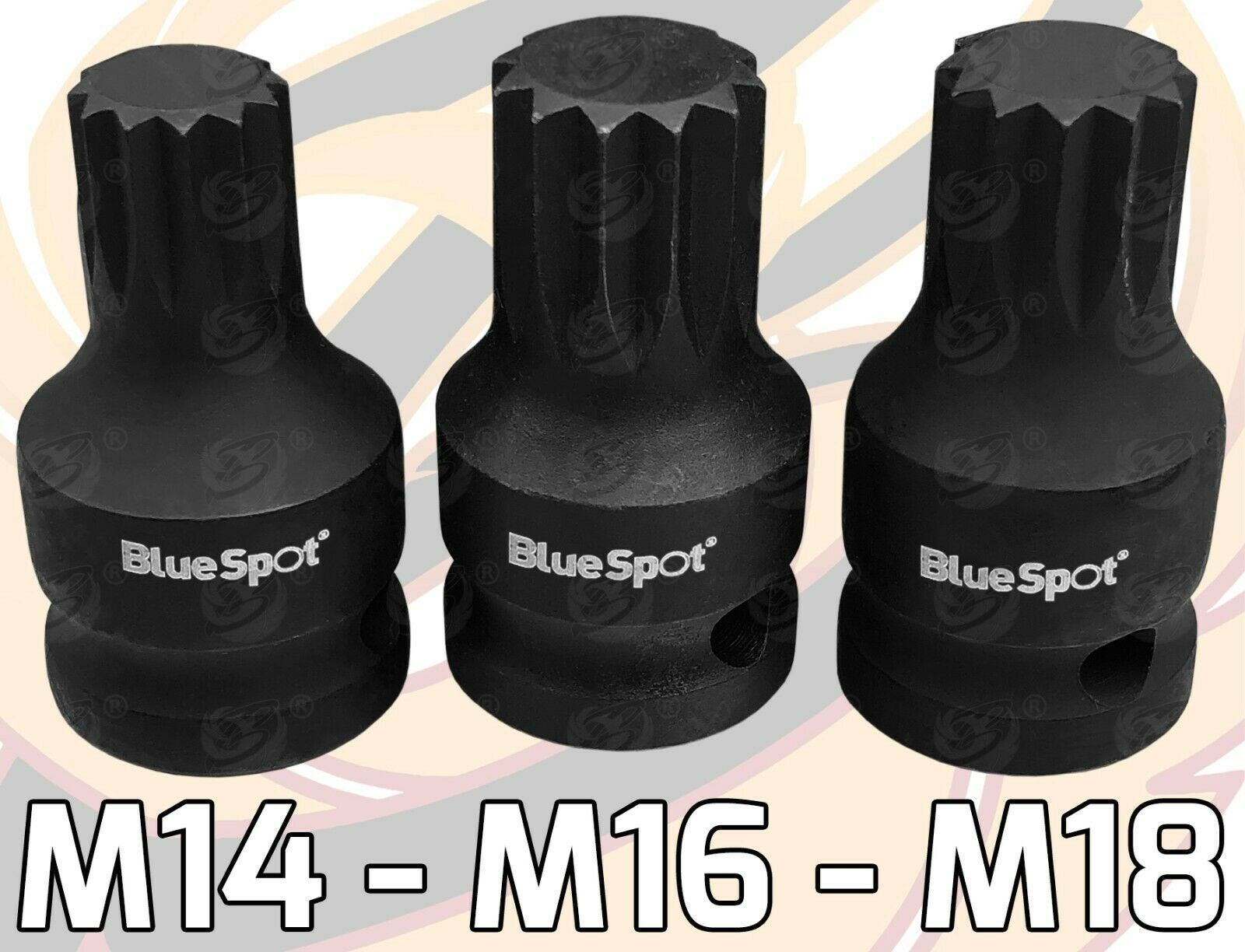 BLUESPOT 6PCS 1/2" DRIVE IMPACT SPLINE BIT SOCKETS M14 - M18