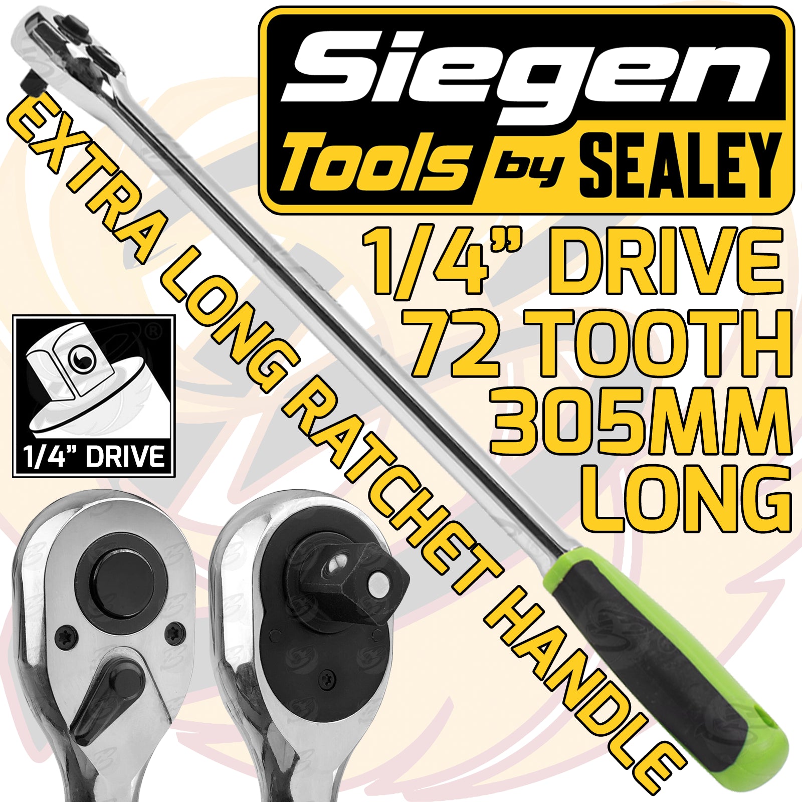 SIEGEN 1/4" DRIVE 72 TOOTH EXTRA LONG RATCHET HANDLE