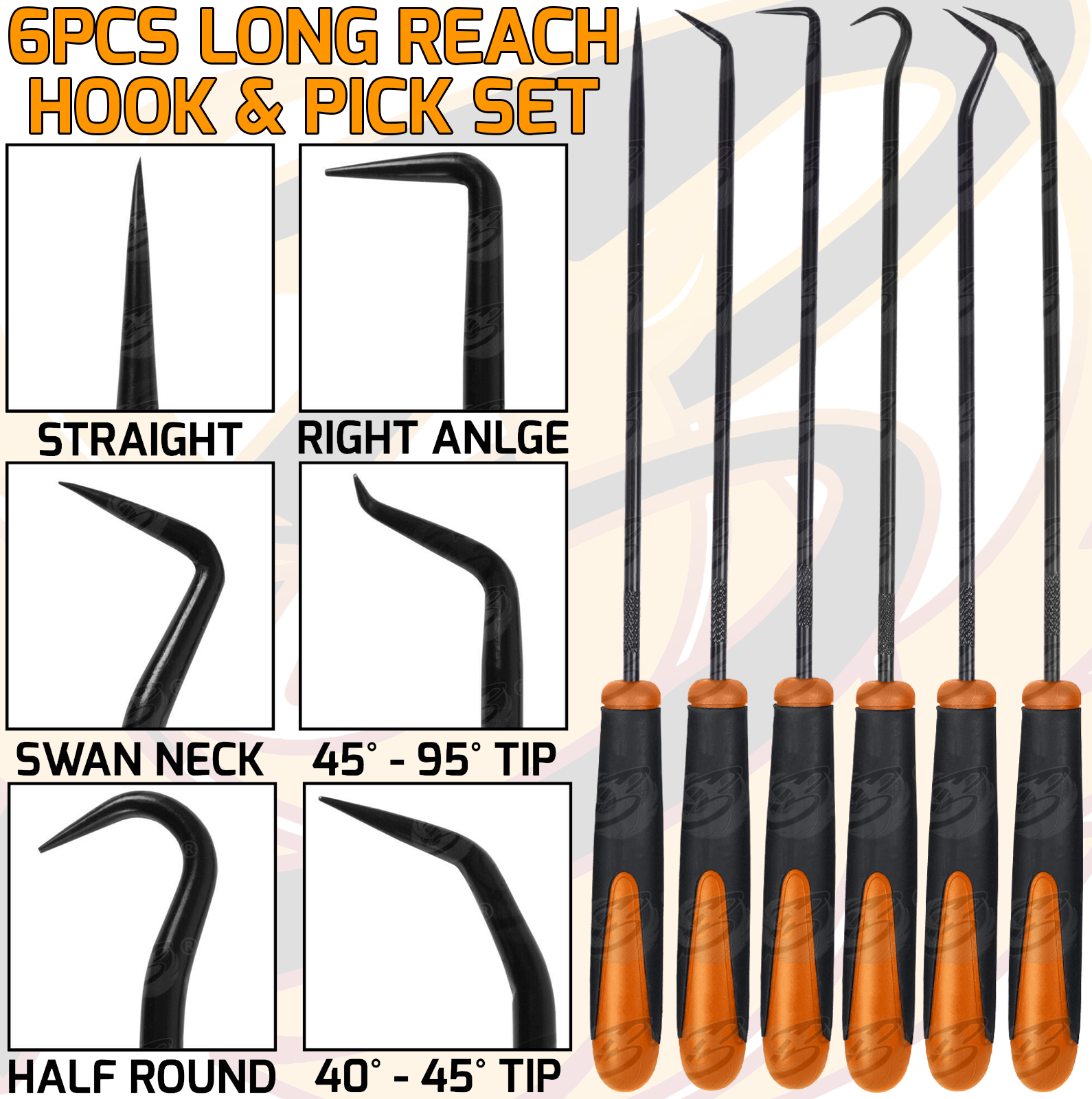 Toolzone 6 Piece Long Reach Hook & Pick Set ( HB194 )