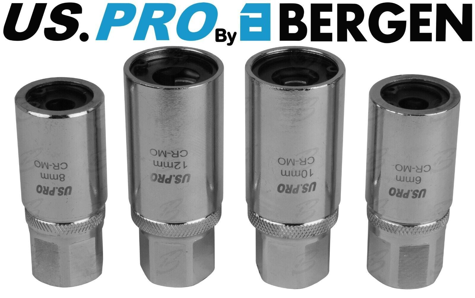 US Pro 4 Piece 1/2" Drive Roller Type Stud Extractors 6mm - 12mm ( 2661 )